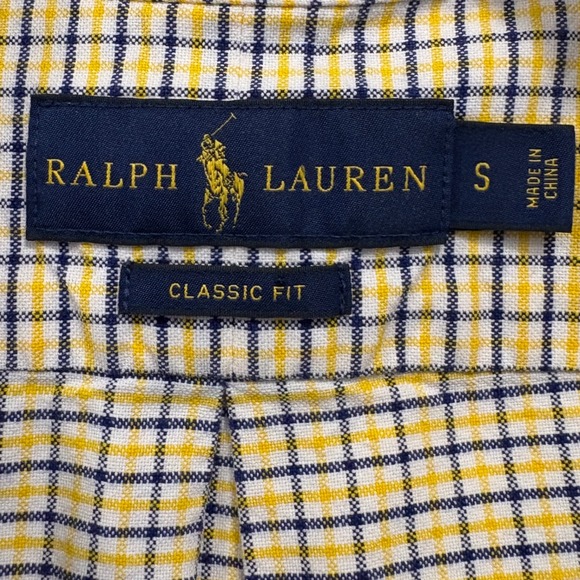Ralph Lauren Plaid Button Down Shirt Classic Fit Long Sleeve Yellow Men's Size M - Picture 6 of 8